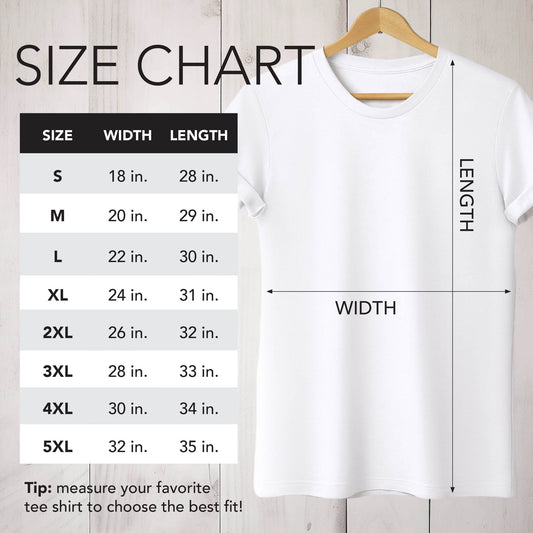 t-shirt size chart for product